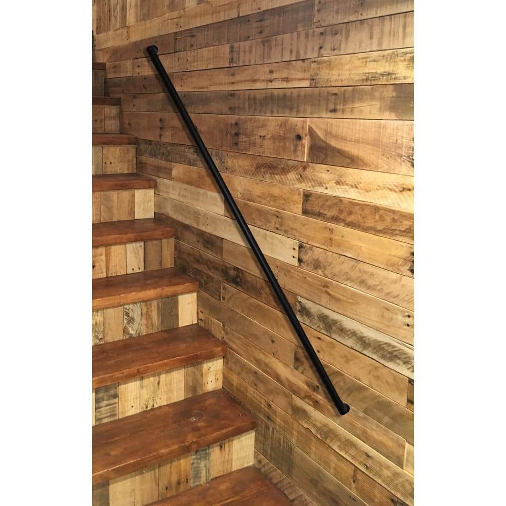 Weatherables 4 ft. L x 1.5 in. D Textured Black Aluminum ADA Rail/Grab Bar Wall Return Kit
