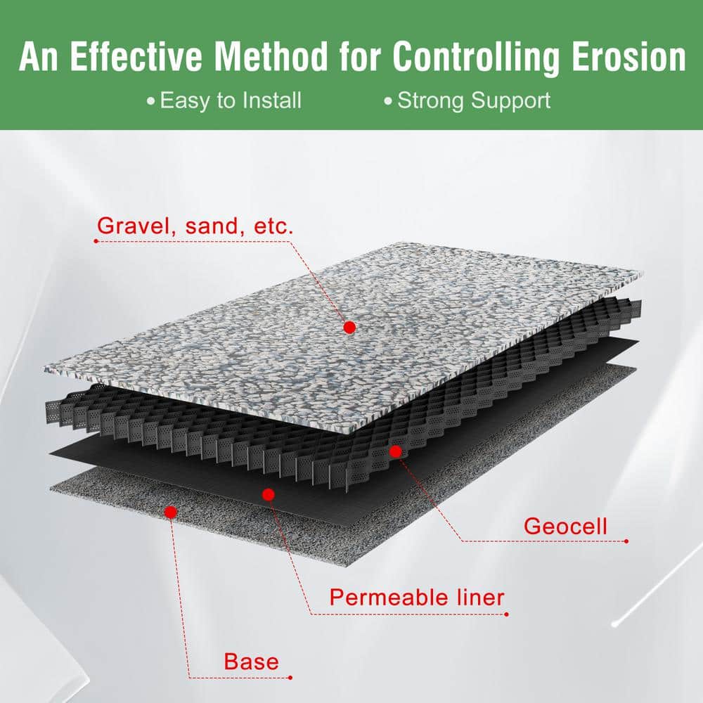 Wellco 10 ft. x 16.5 ft. x 3 in. L Series Plastic Ground Geo Grid Driveway Ground Pavers Geocell