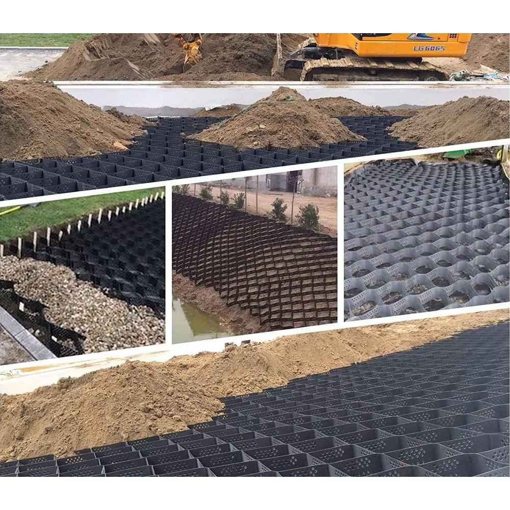 Wellco 10 ft. x 16.5 ft. x 4 in. M Series Black Plastic Ground Geo Grid Driveway Ground Pavers for Landscaping