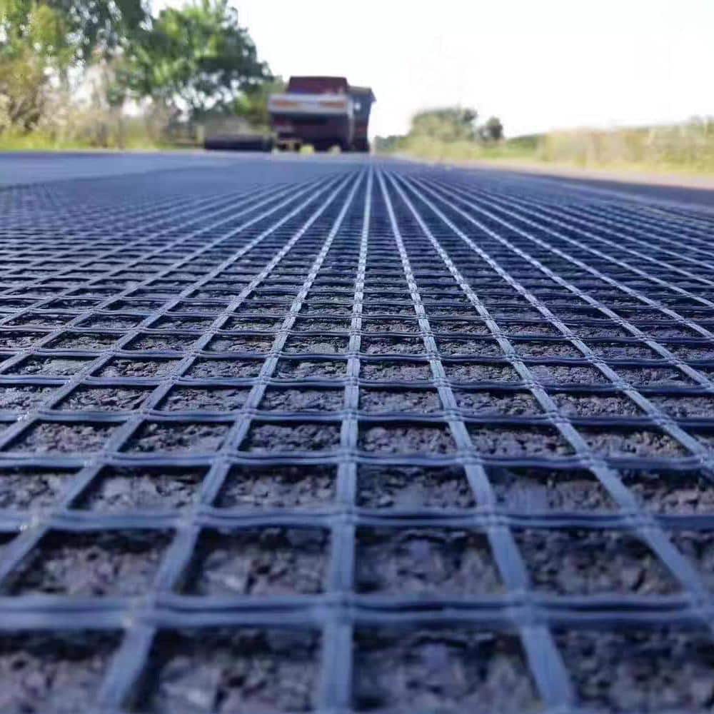 Wellco 4.9 ft. W x 98.4 ft. L x 0.2 in. H 80KN Biaxial Geogrid Black Plastic Paver Base for Landscaping, Sheds