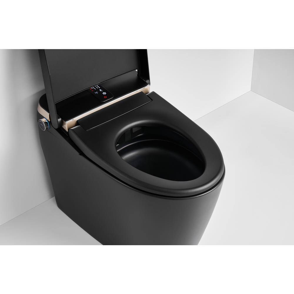 WELLFOR USBY 1.28 GPF Elongated Black Bidet Toilet with Heated Seat & Auto Features