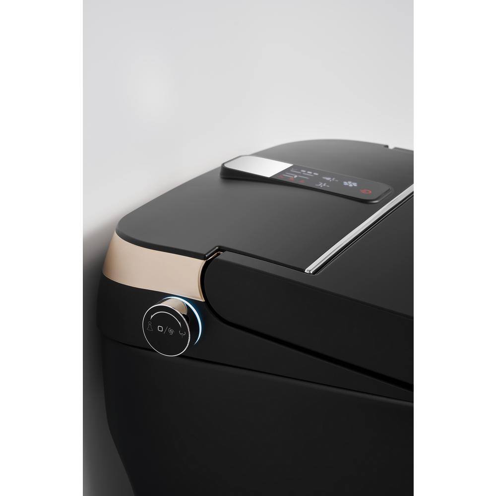WELLFOR USBY 1.28 GPF Elongated Black Bidet Toilet with Heated Seat & Auto Features