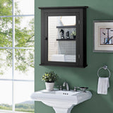 WELLFOR 22 in. W x 27 in. H Rectangular Black MDF Surface Mount Medicine Cabinet with Mirror
