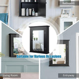 WELLFOR 22 in. W x 27 in. H Rectangular Black MDF Surface Mount Medicine Cabinet with Mirror