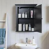 WELLFOR 22 in. W x 27 in. H Rectangular Black MDF Surface Mount Medicine Cabinet with Mirror