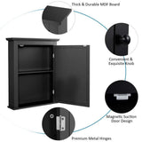 WELLFOR 22 in. W x 27 in. H Rectangular Black MDF Surface Mount Medicine Cabinet with Mirror