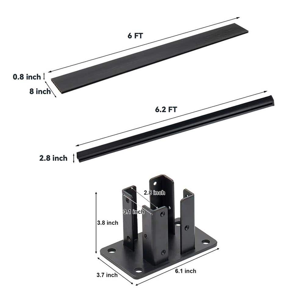 mondaria Outdoor 6 ft. H x 6 ft. W Black Composite Fence Panel (10-Pack) with 2-Columns Garden Fence Board