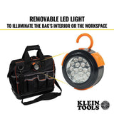 Klein Tools Tradesman Pro Lighted Tool Bag, 31 Pockets, 15.25 x 14 x 8 in (Model 55431)