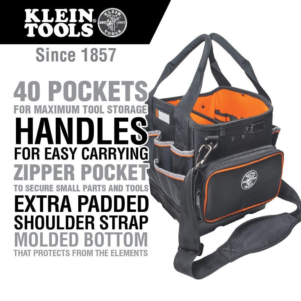 Klein Tools Tradesman Pro Tool Tote, 40 Pockets, 10-Inch (Model 5541610-14)