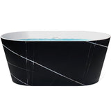 AKDY 53.9 in. Fiberglass Flatbottom Freestanding Bathtub, Solid Matte Black Inside and Outside