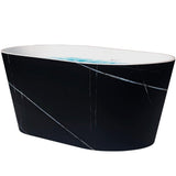 AKDY 53.9 in. Fiberglass Flatbottom Freestanding Bathtub, Solid Matte Black Inside and Outside