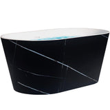 AKDY 53.9 in. Fiberglass Flatbottom Freestanding Bathtub, Solid Matte Black Inside and Outside