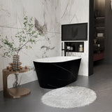AKDY 53.9 in. Fiberglass Flatbottom Freestanding Bathtub, Solid Matte Black Inside and Outside