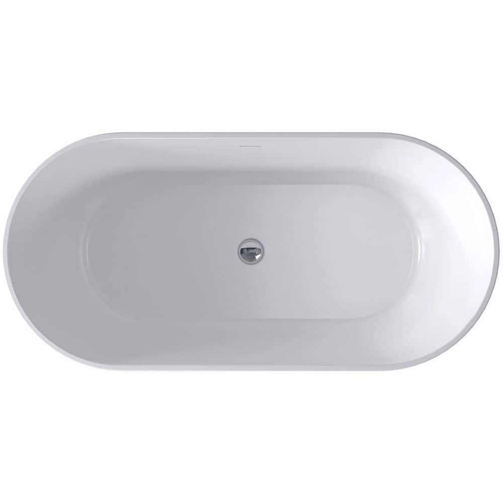 AKDY 53.9 in. Fiberglass Flatbottom Freestanding Bathtub, Solid Matte Black Inside and Outside