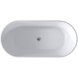 AKDY 53.9 in. Fiberglass Flatbottom Freestanding Bathtub, Solid Matte Black Inside and Outside
