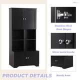 Wyndham Collection Black Linen Cabinet with Adjustable Shelves, 31x16x67 Inches