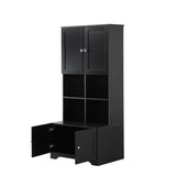 Wyndham Collection Black Linen Cabinet with Adjustable Shelves, 31x16x67 Inches