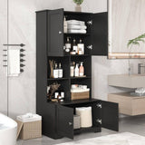 Wyndham Collection Black Linen Cabinet with Adjustable Shelves, 31x16x67 Inches