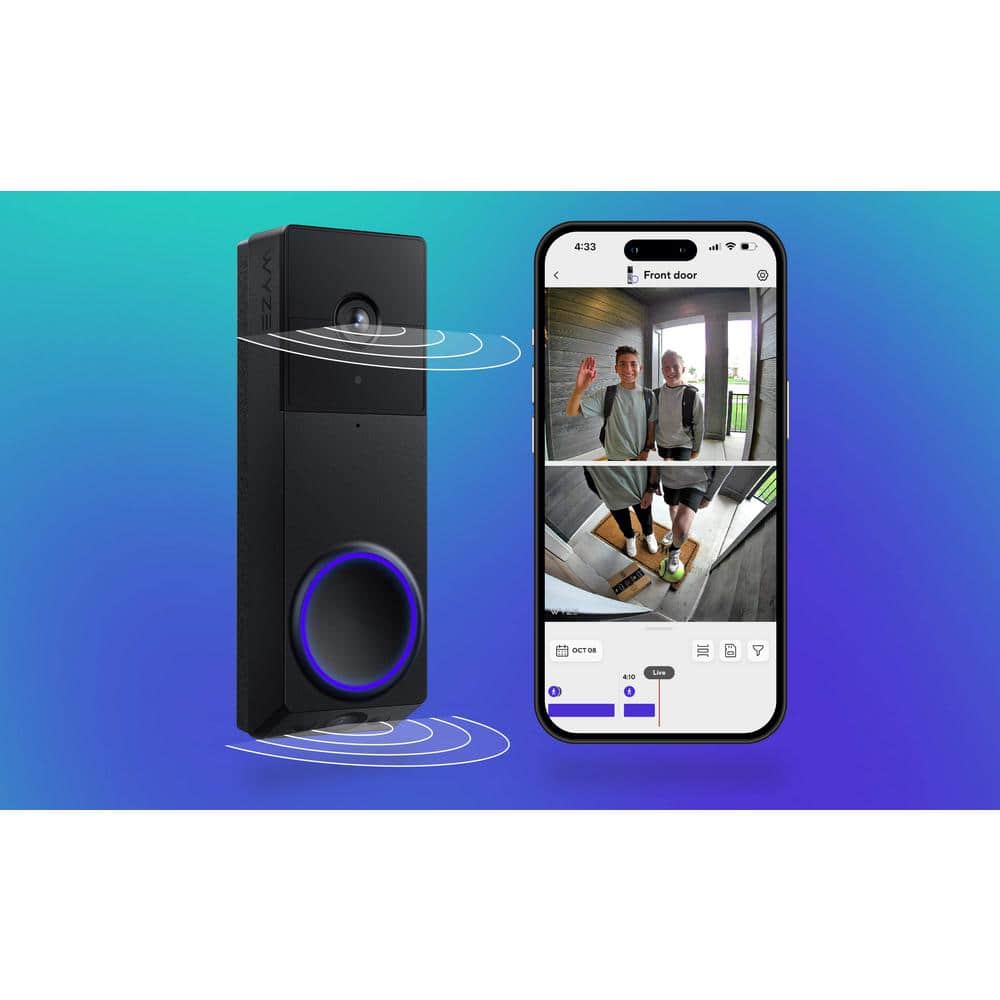 Wyze Wireless Duo Cam Video Doorbell (with Chime), Battery Powered, 2K Full HD Video, 2 Cameras, 2-Way Audio, Night Vision