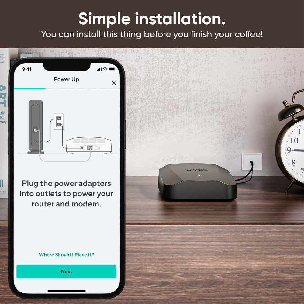 Wyze AXE5400 Tri-Band Wi-Fi 6E Mesh Router Pro, Covers up to 2000 sq. ft. Supports Wired Backhaul, 2 x 1 Gbps Ports-(1-Pack)