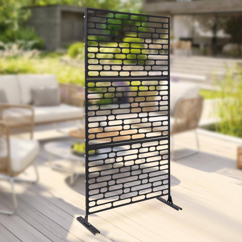 YIYIBYUS Black 6.2 ft. x 2.9 ft. Outdoor Privacy Fence Screen Indoor Outdoor Patio Garden Decorative Panels
