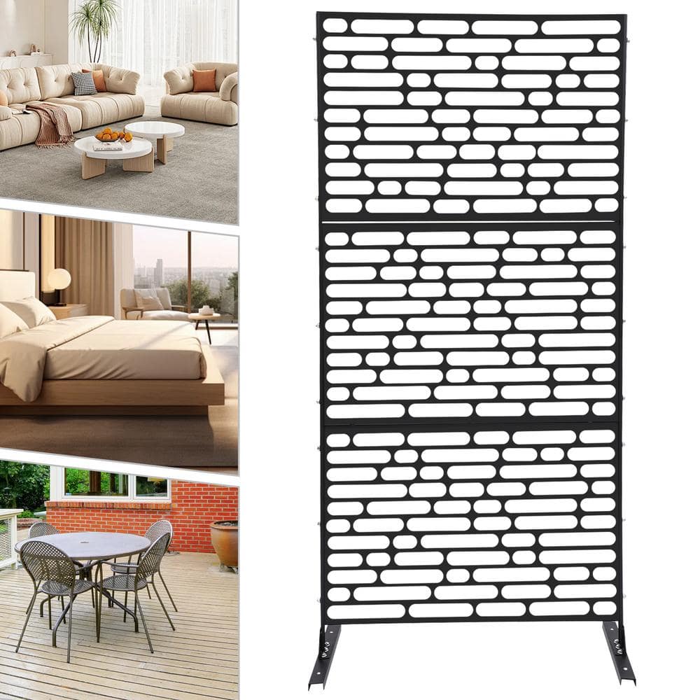 YIYIBYUS Black 6.2 ft. x 2.9 ft. Outdoor Privacy Fence Screen Indoor Outdoor Patio Garden Decorative Panels