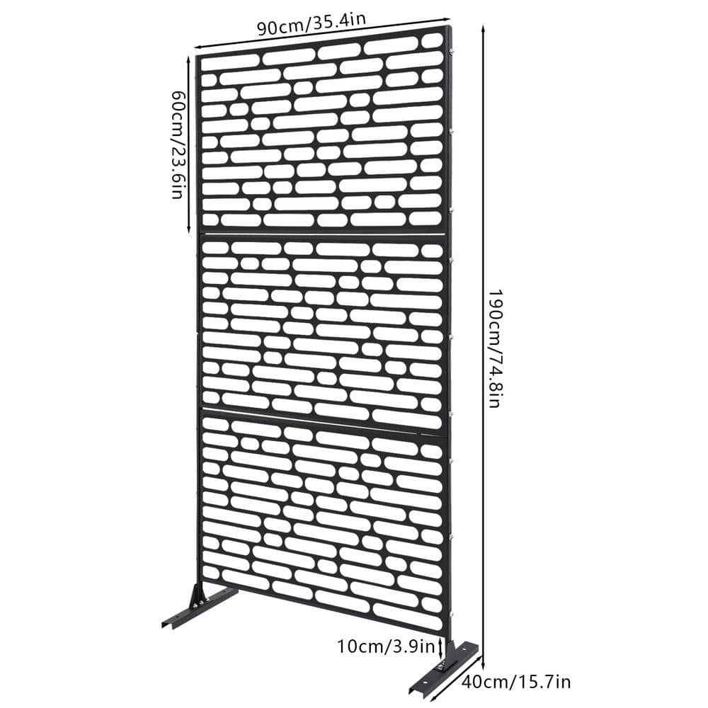 YIYIBYUS Black 6.2 ft. x 2.9 ft. Outdoor Privacy Fence Screen Indoor Outdoor Patio Garden Decorative Panels