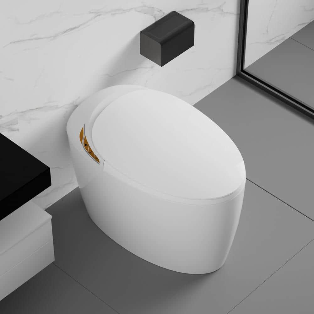YSQCAR Elongated Smart Bidet Toilet, Black - Heated Seat & Warm Air Dryer