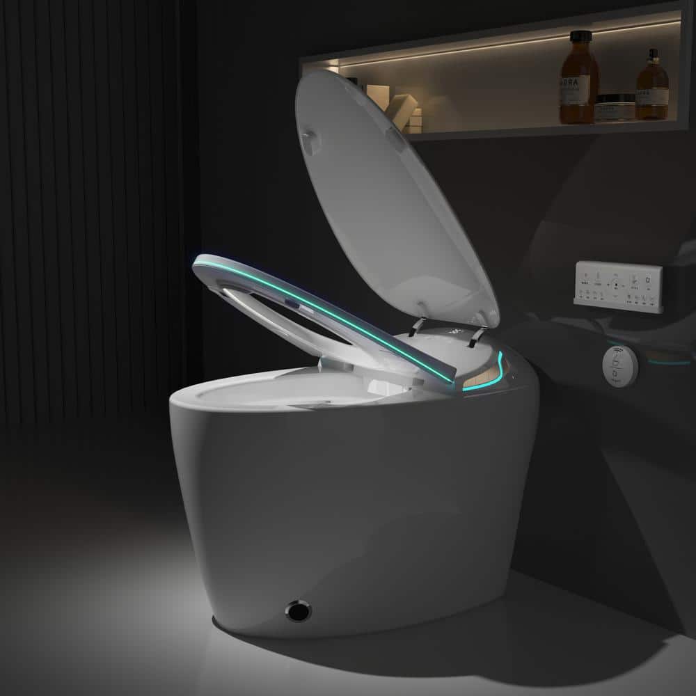 YSQCAR Elongated Smart Bidet Toilet, Black - Heated Seat & Warm Air Dryer