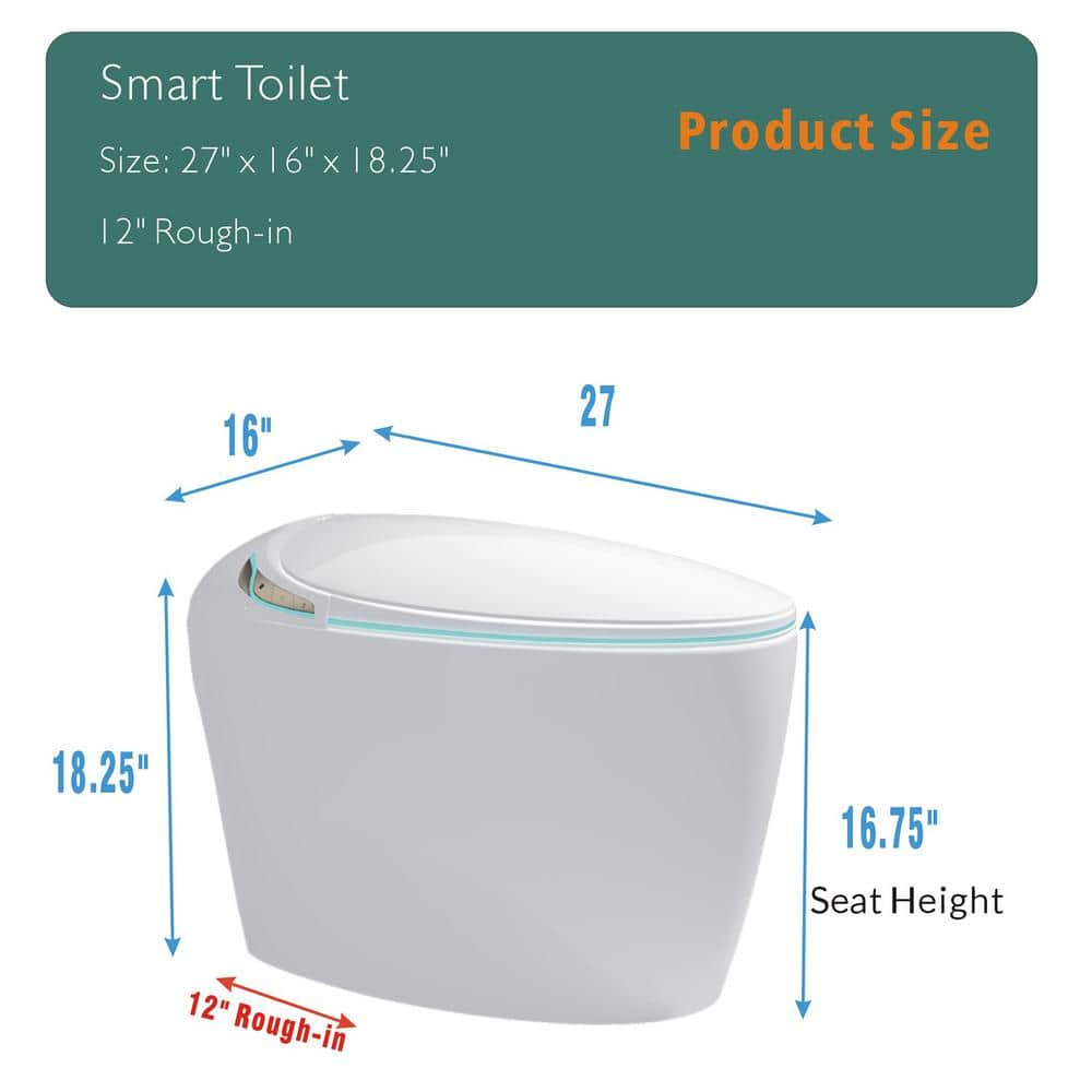 YSQCAR Elongated Smart Bidet Toilet, Black - Heated Seat & Warm Air Dryer