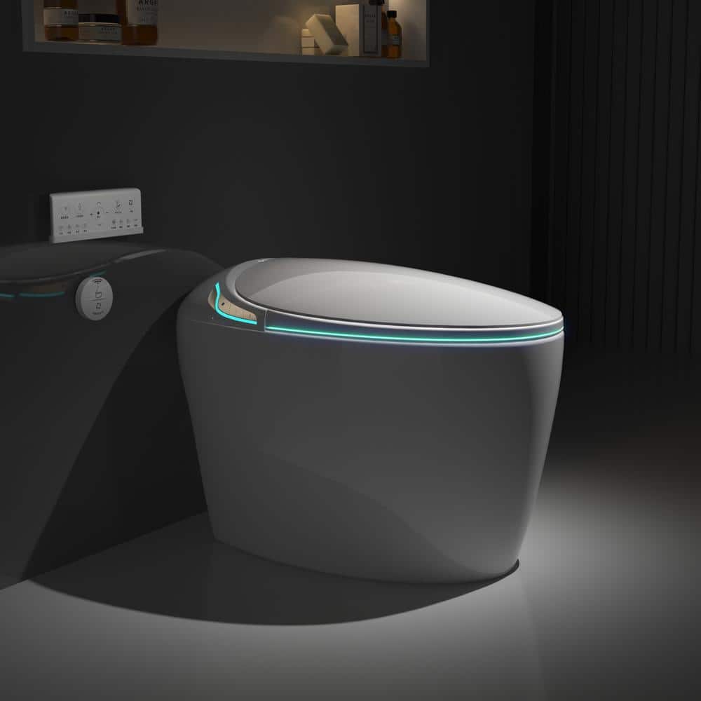 YSQCAR Elongated Smart Bidet Toilet, Black - Heated Seat & Warm Air Dryer