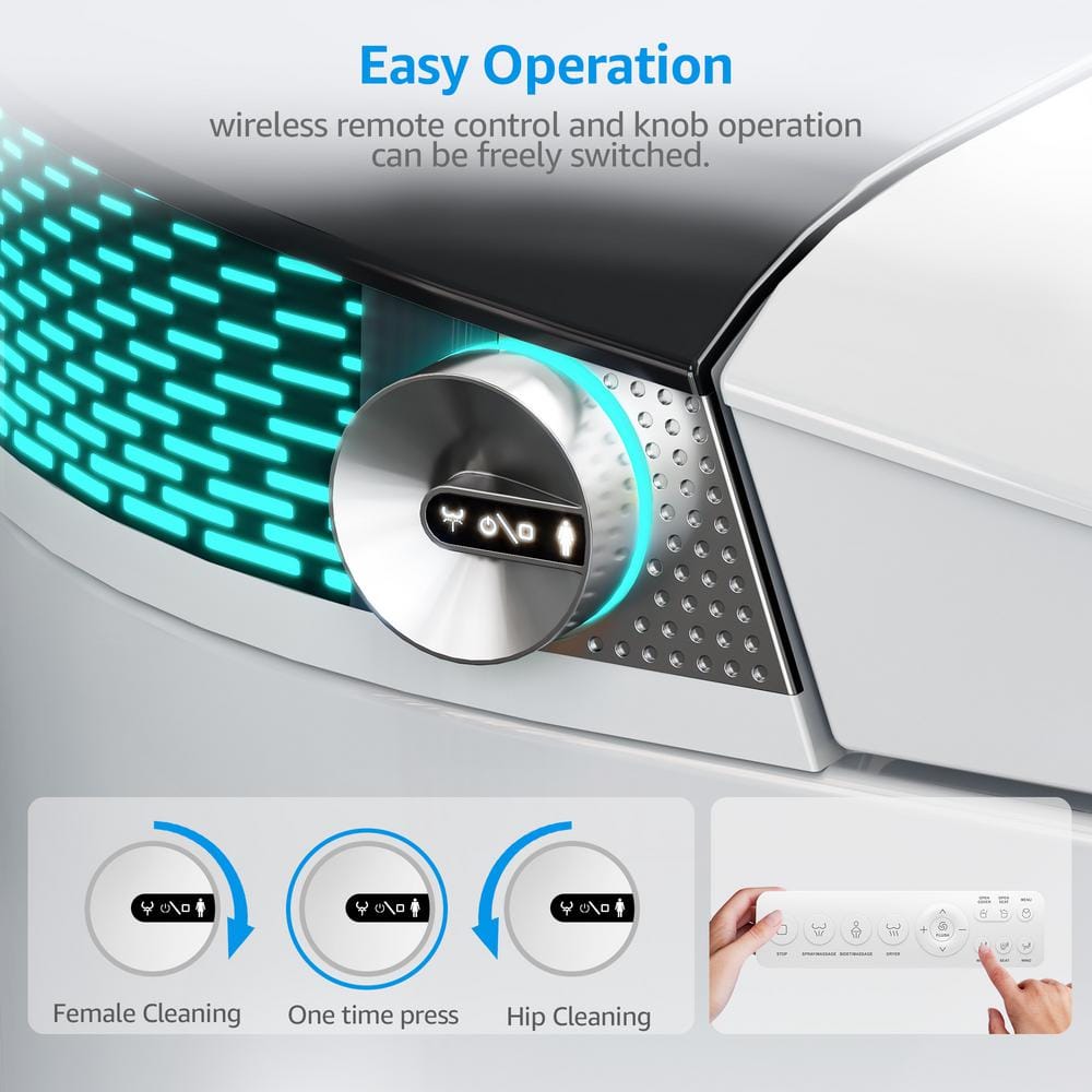 Yulika DJ-G5 Smart Toilet with Heated Bidet Seat, Warm Water Sprayer, and Remote Control