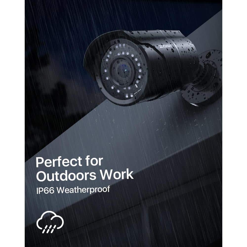 ZOSI Wired 5MP Outdoor Bullet IP POE Security Camera 120 ft. Night Vision IP67 Weatherproof
