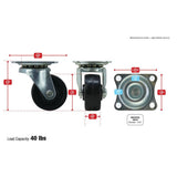Everbilt 1-1/2 in. Soft Rubber Swivel Plate Caster, 40 lb. Load Rating