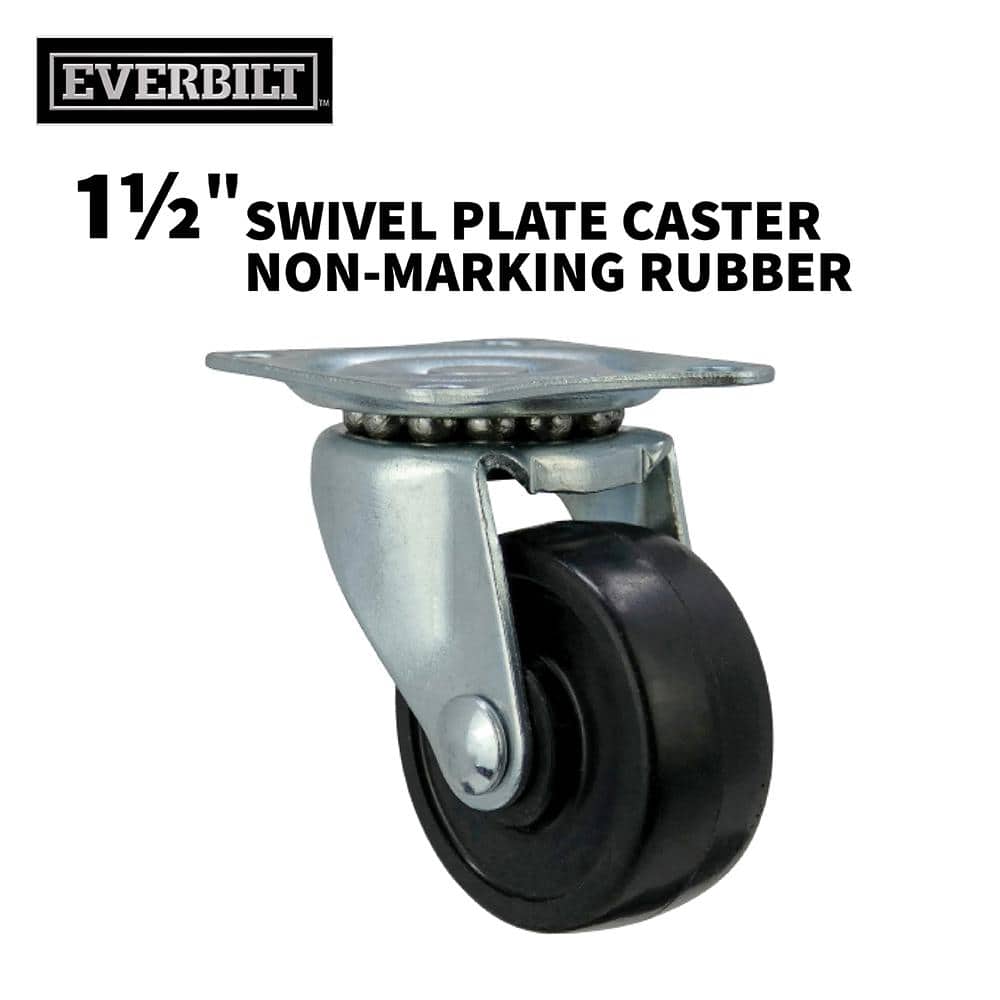 Everbilt 1-1/2 in. Soft Rubber Swivel Plate Caster, 40 lb. Load Rating