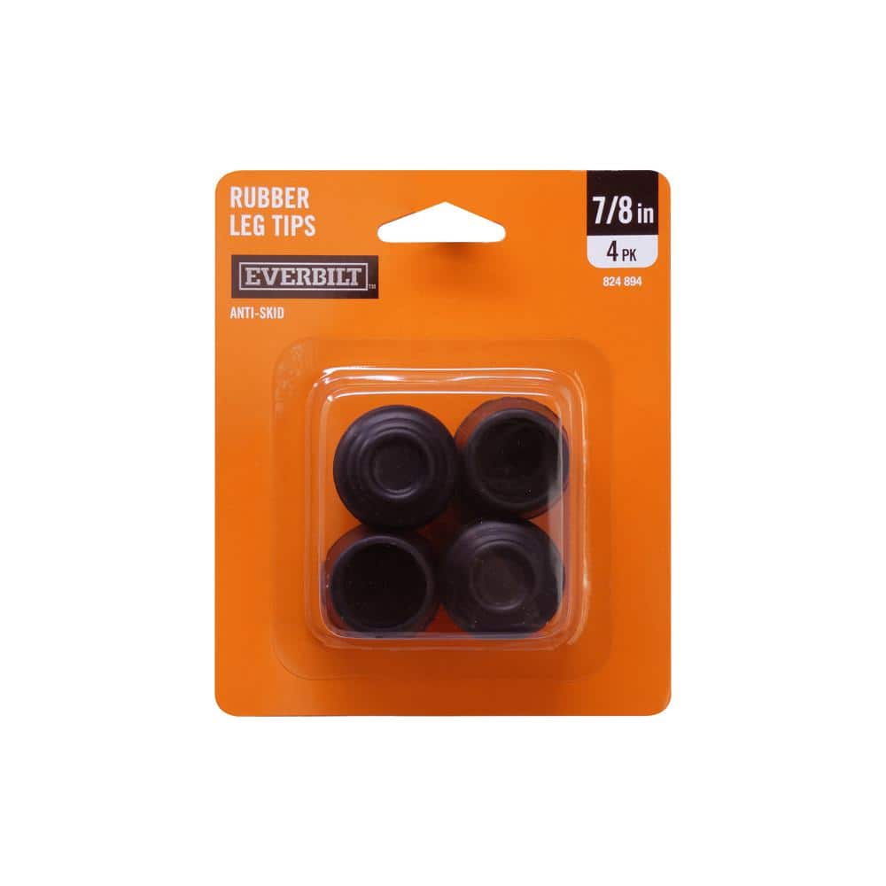 Everbilt 7/8 in. Black Rubber Leg Tips, Anti-Skid Furniture Floor Protectors (4-Pack)