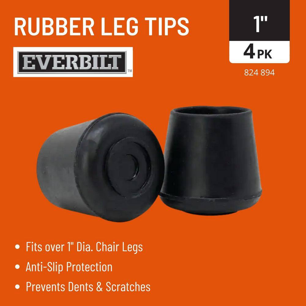 Everbilt 1 in. Black Rubber Leg Tips (4-Pack)