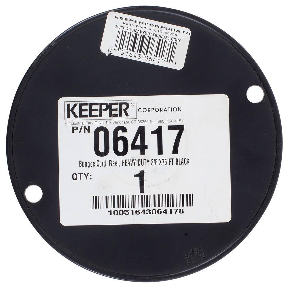 Keeper 3/8 in. x 75 ft. Heavy Duty Bungee Cord Reel in Black