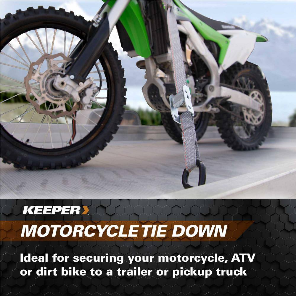 Keeper 1 in. x 6 ft. 400 lbs Motorcycle Cam Buckle Tie-Down, 2-Pack