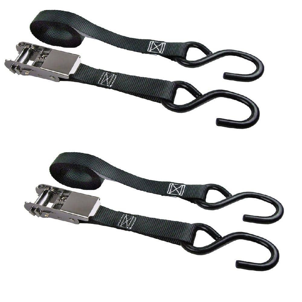 Keeper 8 ft. x 1 in. Stainless Steel Ratchet Tie-Down Straps, 500 lbs. WLL (2-Pack)