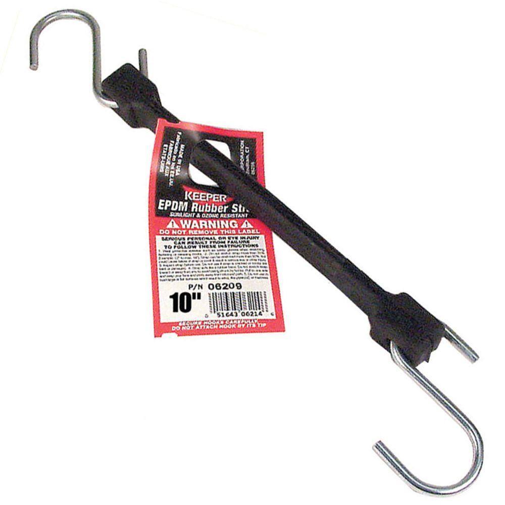 Keeper 10 in. EPDM Rubber Strap with Steel S-Hooks