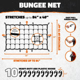 Mockins 20 in. x 36 in. Heavy-Duty Bungee Cargo Net - Stretches to 42 in. x 74 in.