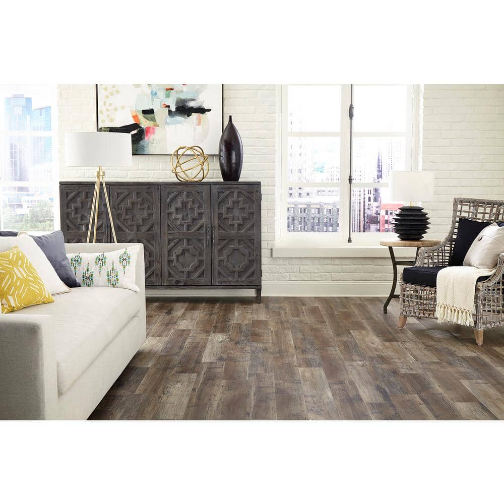 DuraDecor Weekend Warrior Blazed Barnwood 3 MIL x 6-in W x 36-in L Peel & Stick Water Resistant Luxury Vinyl Flooring (21 sf/case)