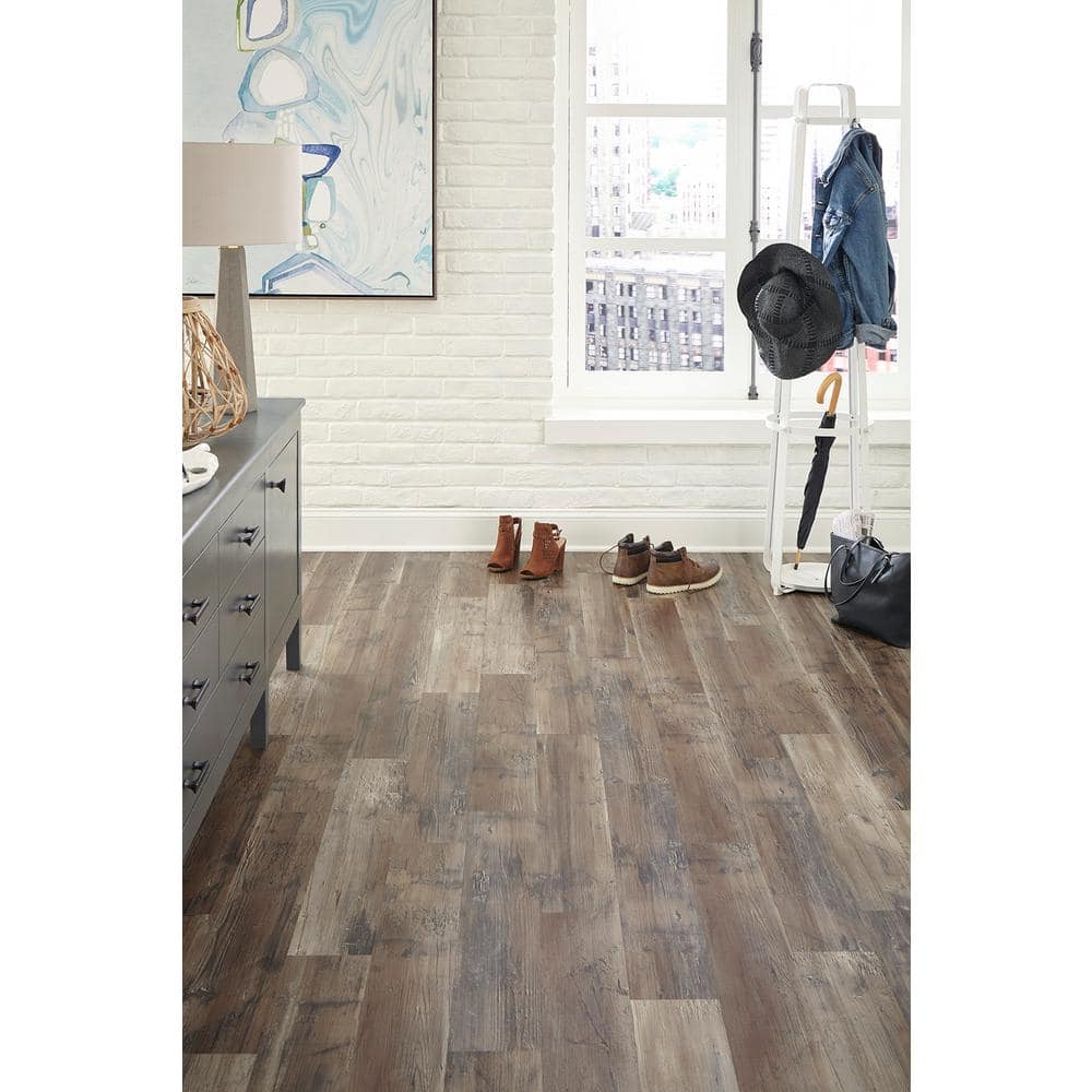 DuraDecor Weekend Warrior Blazed Barnwood 3 MIL x 6-in W x 36-in L Peel & Stick Water Resistant Luxury Vinyl Flooring (21 sf/case)