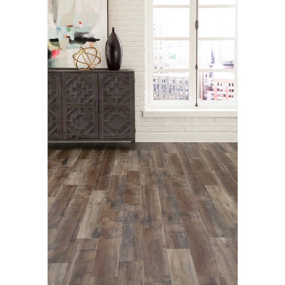 DuraDecor Weekend Warrior Blazed Barnwood 3 MIL x 6-in W x 36-in L Peel & Stick Water Resistant Luxury Vinyl Flooring (21 sf/case)
