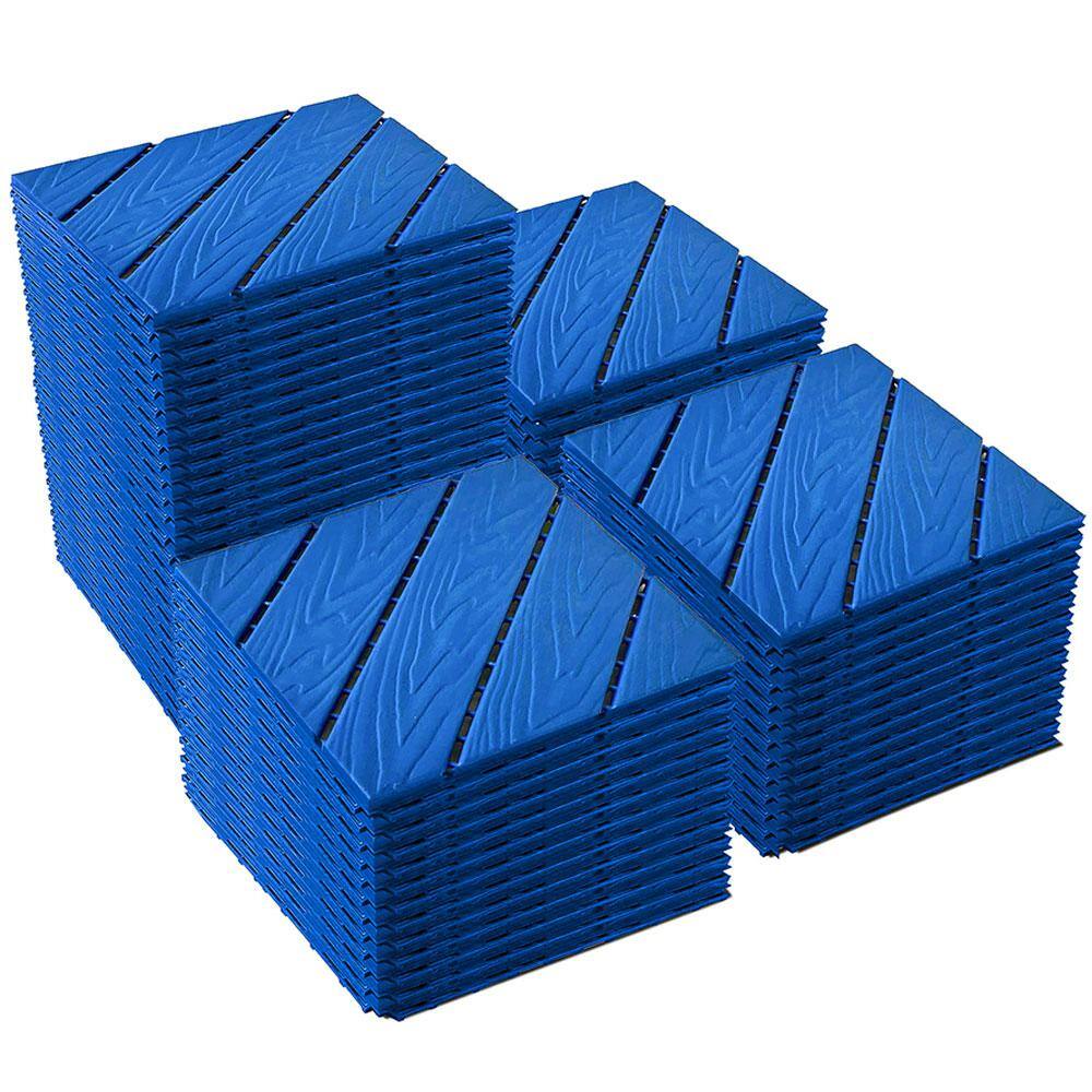 Afoxsos 1 ft. x 1 ft. Blue Plastic Interlocking Tiles Wave Pattern, Waterproof Easy to Attach, All Weather (44-Pack)