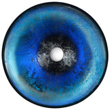 ANZZI Chilasa Series 16.5 in. Round Blue Glass Bathroom Vessel Sink with Chrome Pop-Up Drain