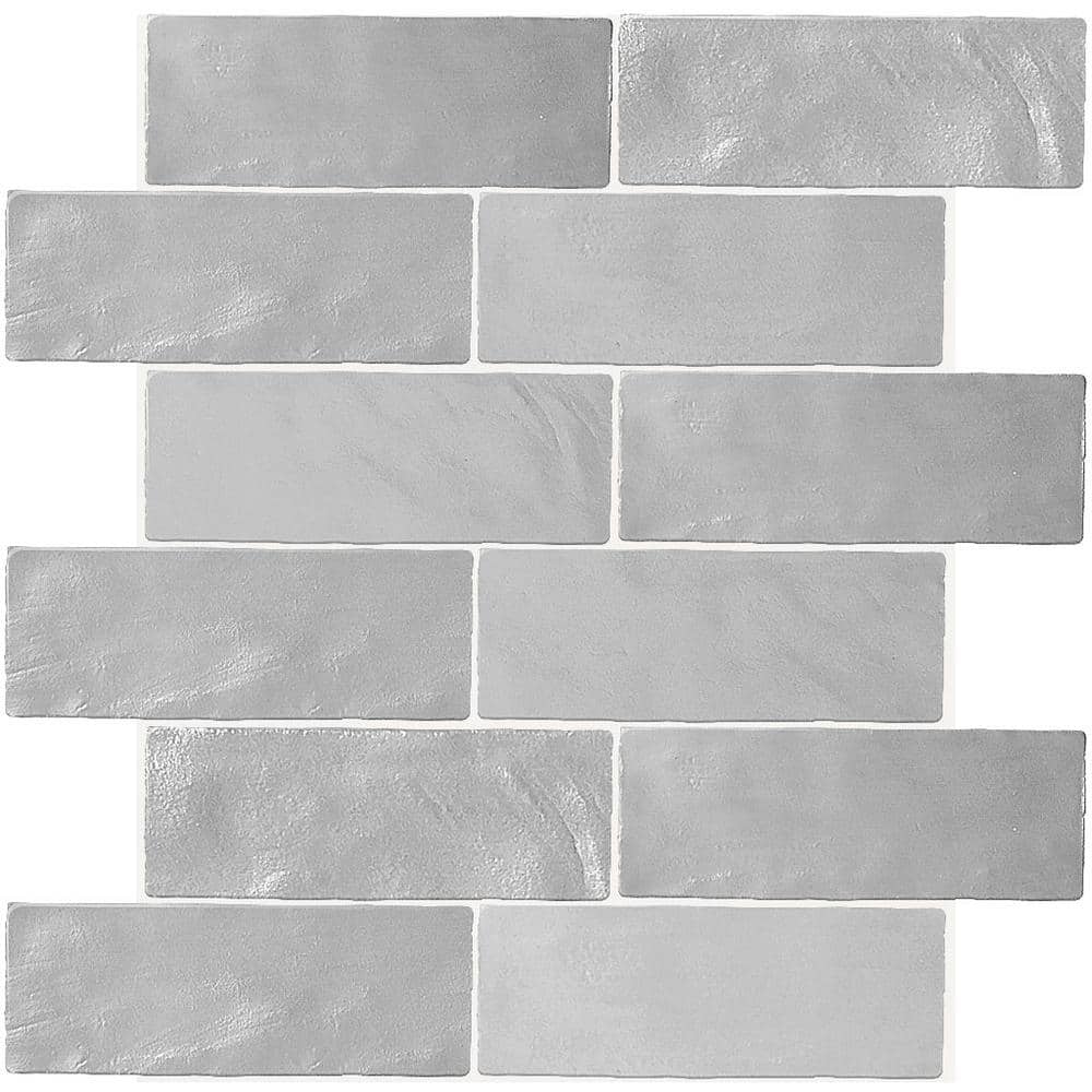 Blue 2.5 in. x 8 in. Polished and Honed Ceramic Subway Mosaic Tile (5.38 sq. ft./Case)