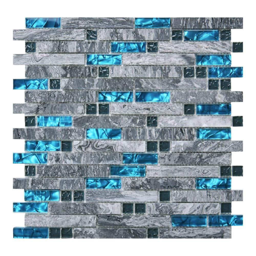 Blue 12 in. x 12 in. Glass Mosaic Tile for Kitchen Backsplash or Bathroom Backsplash (5 sq. ft./Box)