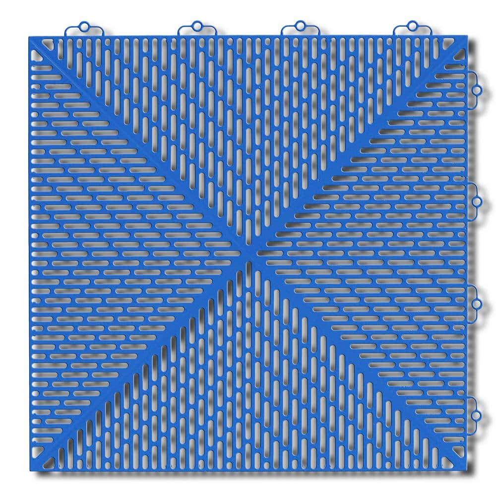 Bergo Soft 1.24 ft. x 1.24 ft. Polyethylene Interlocking Deck Tiles in Light Blue (35-per case/53.8 sq. ft.)